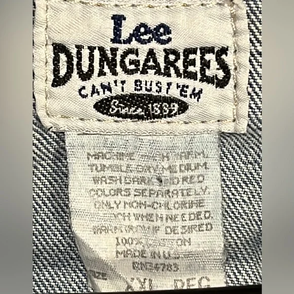 LEE DUNGAREES Vtg 90s USA Made Stonewash Denim Blue Jean Jacket Mens XXL - Picture 7 of 8